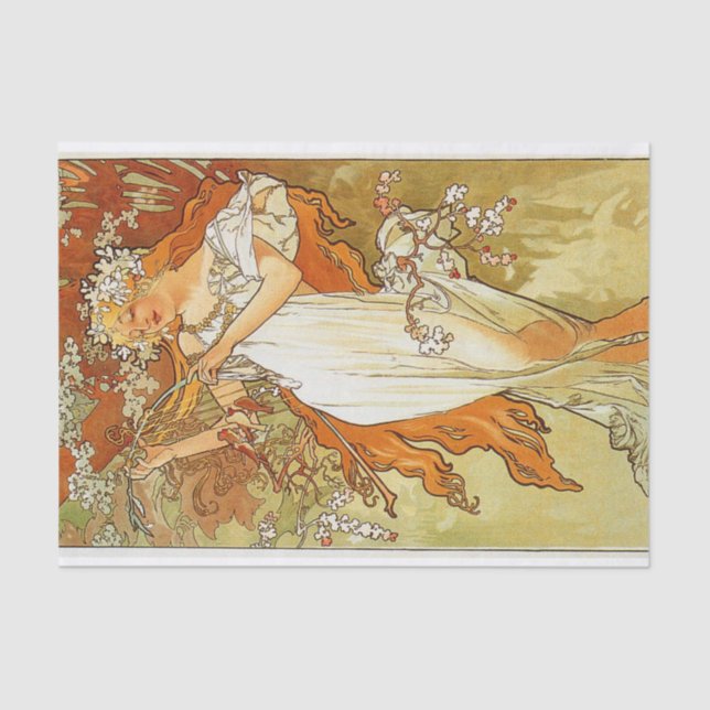 Papel De Seda Primavera por Alphonse Mucha (Frente )