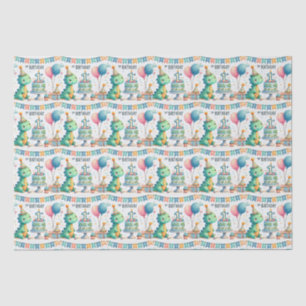 Papel De Seda primeiro aniversario Dinossaur Dino Boy Watercolor