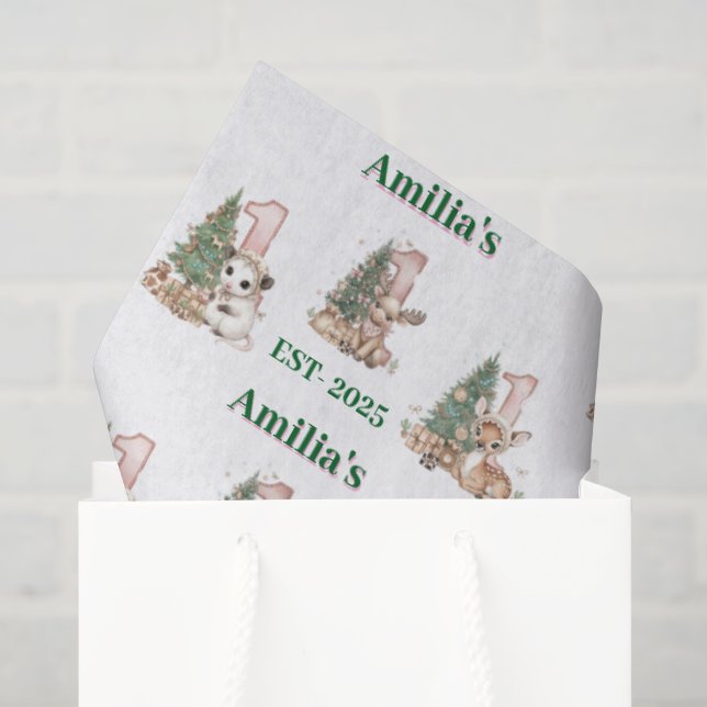 Papel De Seda Primeiro Natal da Menina Bebê Boho Ocidental (Sacola de presentes)
