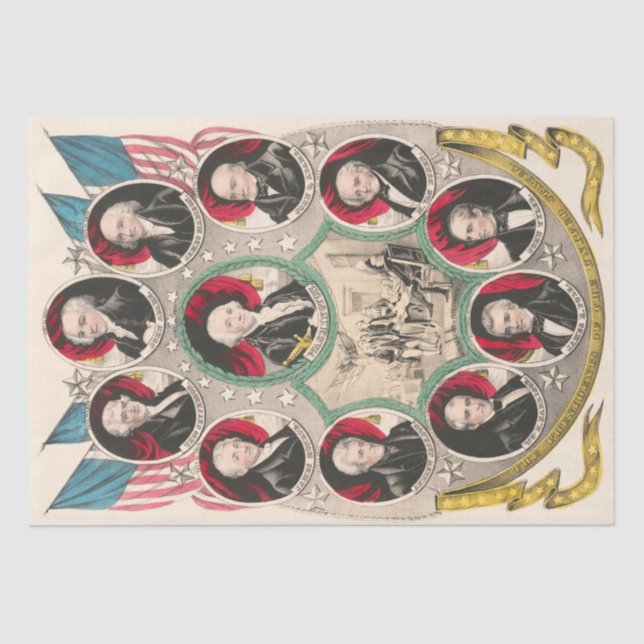 Papel De Seda Primeiros Presidentes Americanos Restauraram o Lit (Frente )