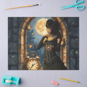 Papel De Seda Princesa dos Relógios – Guardiã das Horas ao Luar.