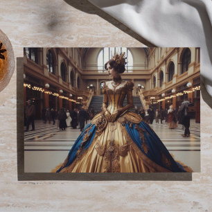 Papel De Seda Princesa Dourada Steampunk Vitoriana Decoupage