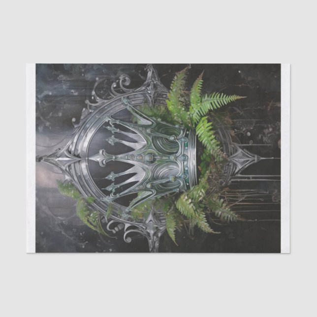 Papel De Seda Princesa Elfa, Coroa de Prata de Samambaias (Frente )