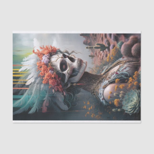 Papel De Seda Princesa eterna Guerreira, Crânio Nativo Americano (Frente )