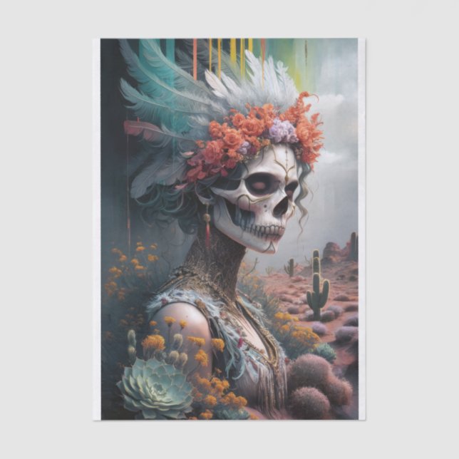 Papel De Seda Princesa eterna Guerreira, Crânio Nativo Americano (Frente )