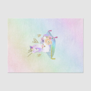Papel De Seda Princesa Unicórnio Arco-íris Pastel Iridescente Fe