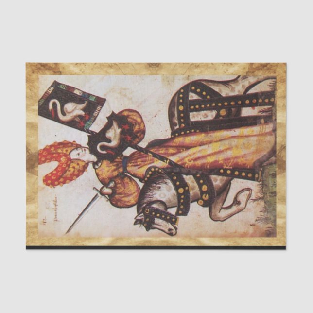 Papel De Seda PRINCESS PENTHESILEA COMO MEDIEVAL KNIGHT Heráldic (Frente )