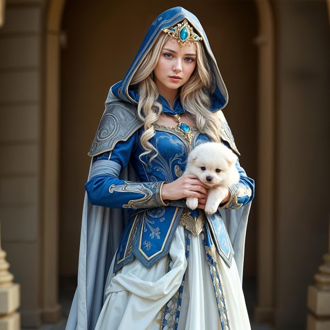 Papel De Seda Princesse Francês Azul com Cachorro Branco (Criador carregado)