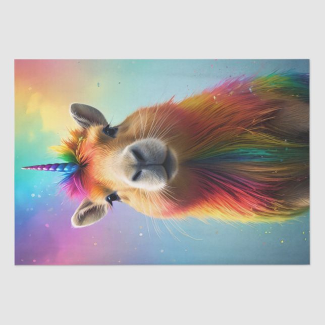 Papel De Seda Prismhorn: O Arco-Íris Capybaraicorn (Frente )