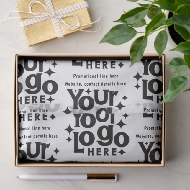 Papel De Seda Professional Business Logo Text Promotional Retro (Presente)