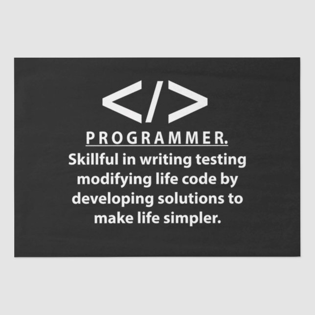 Papel De Seda Programador Desenvolvedor de Código Programador (Frente )