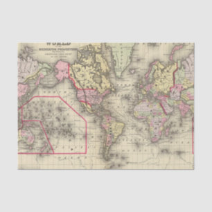 Papel De Seda Proj 2 de Mercator do mundo