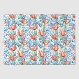 Papel De Seda Proteínas flores e palmeiras