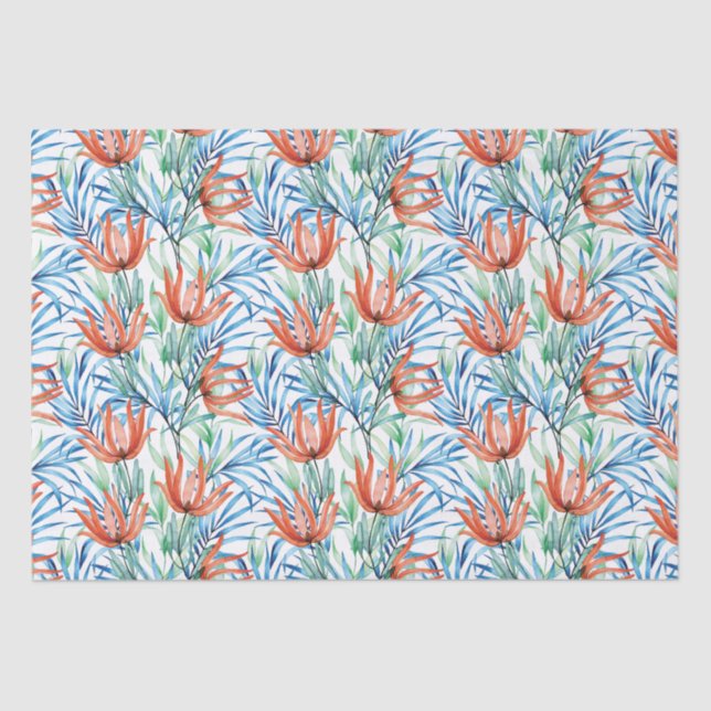 Papel De Seda Proteínas flores e palmeiras (Frente )