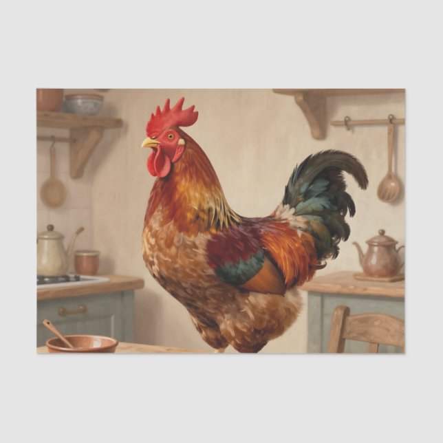 Papel De Seda Proud Rooster Farmhouse Kitchen (Frente )
