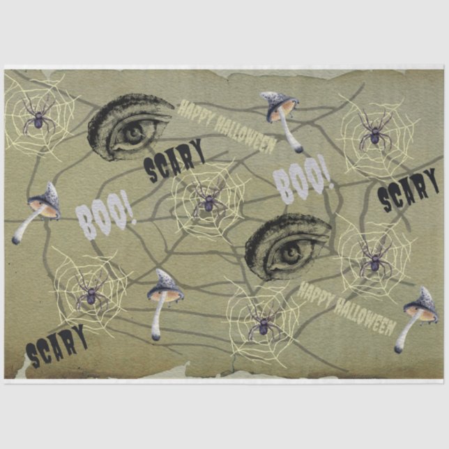 Papel De Seda Psicodélico Feliz Halloween Psicodélico Padrão de  (Frente )