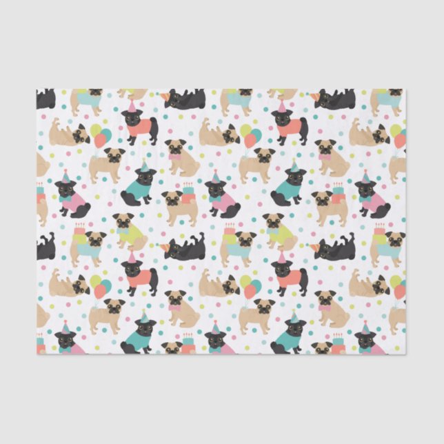 Papel De Seda Pug Birthday (Frente )