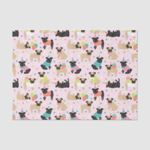 Papel De Seda Pug Birthday Tissue Paper