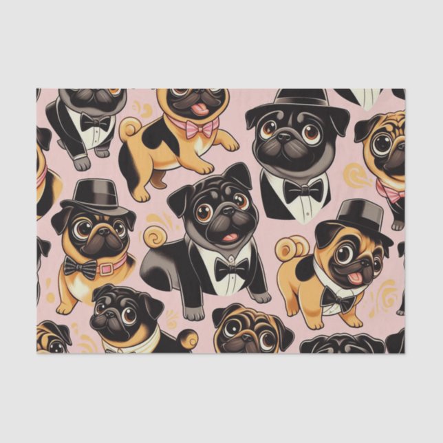 Papel De Seda Pug de Cueca Sem Costura Retroativa (Frente )