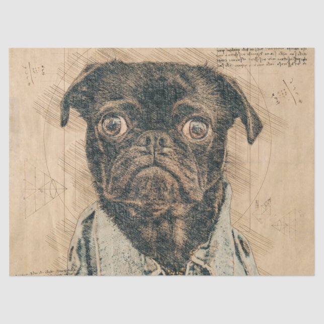 Papel De Seda Pug Dog Decoupage (Frente )