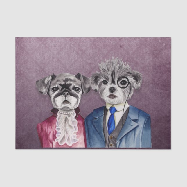 Papel De Seda Pug e cães de Bruxelas Griffon no vestuário do (Frente )
