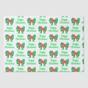 Papel De Seda Pug Silhout Red Christmas Cachorro e Arco White