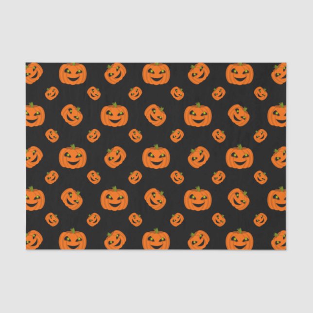 Papel De Seda Pumpkin Assustador do Halloween Repete Padrão em P (Frente )