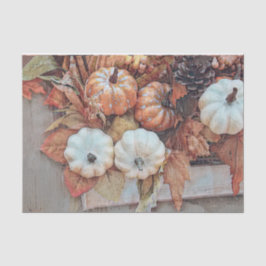 Papel De Seda Pumpkin Autumn Orange White Vintage Antiguidade