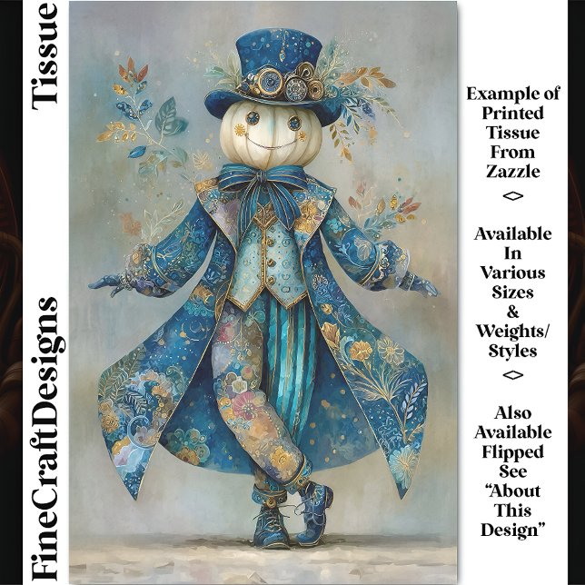 Papel De Seda Pumpkin Branco Em Chamada Floral Azul De Compartim (Criador carregado)