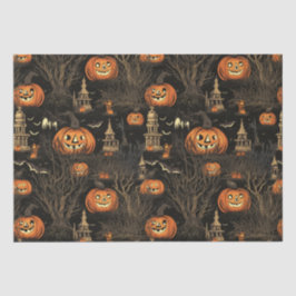 Papel De Seda Pumpkin das Halloween Escuro