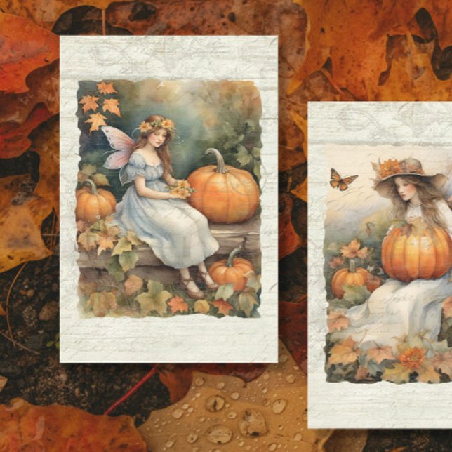 Papel De Seda Pumpkin Fairy Fall Autumn Deixa A Decoupage De Mad (Criador carregado)