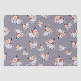 Papel De Seda Pumpkin floral cinza púrpura queda do padrão aquos