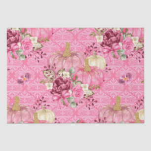 Papel De Seda Pumpkin Floral Cor-de-Água Rosa na Cor damasco