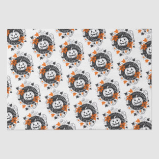 Papel De Seda Pumpkin Laranja Negro Branco