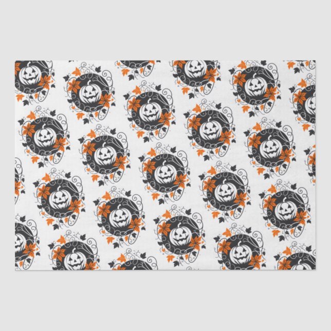 Papel De Seda Pumpkin Laranja Negro Branco (Frente )