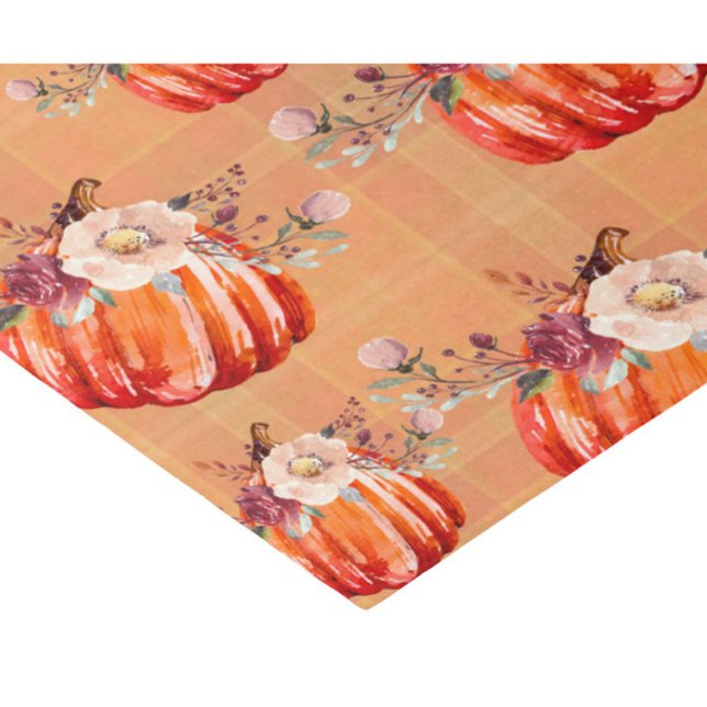 Papel De Seda Pumpkin laranja outono floral xadrez verificação o (Criador carregado)