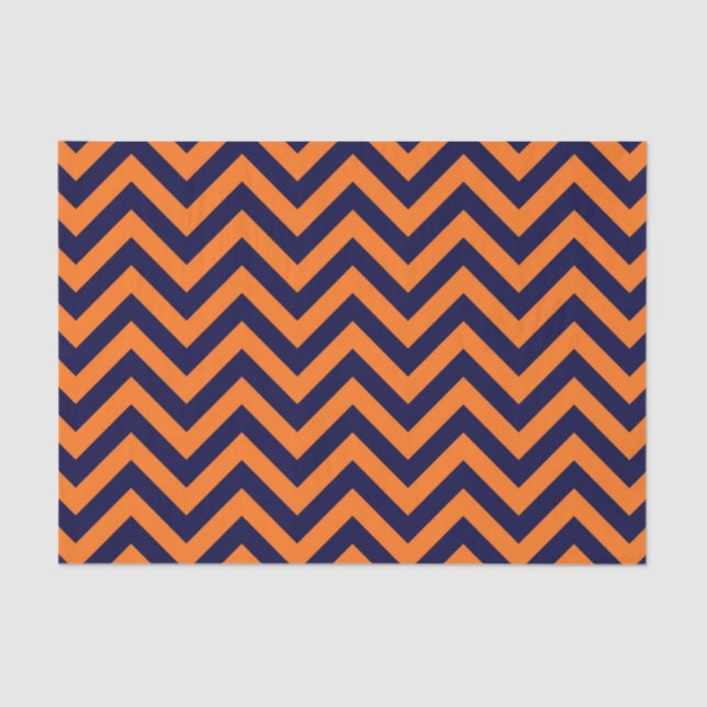 Papel De Seda Pumpkin, Marinho Azul Grande Chevron ZigZag Padrão (Frente )