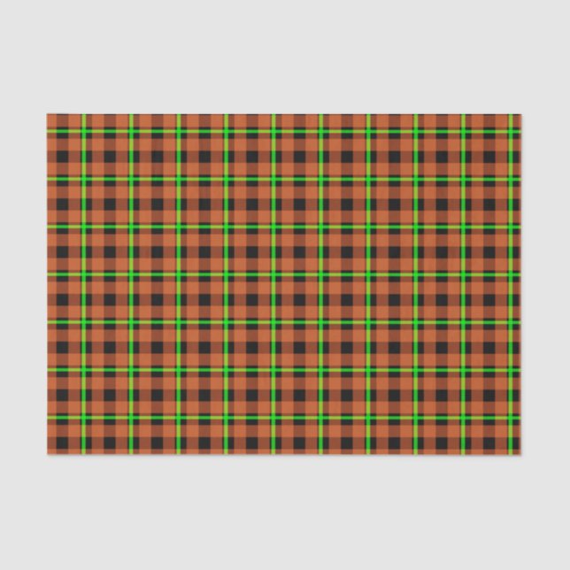 Papel De Seda Pumpkin Orange & Neon Green Tartan (Frente )
