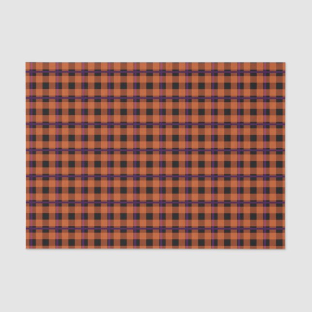 Papel De Seda Pumpkin Orange & Purple Tartan (Frente )