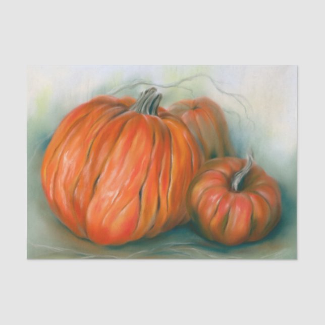 Papel De Seda Pumpkin Patch Autumn Trio Pastel Art (Frente )