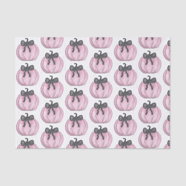 Papel De Seda Pumpkin rosa com arco preto (Frente )