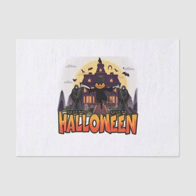 Papel De Seda Pumpkin Scary House, Halloween (Frente )