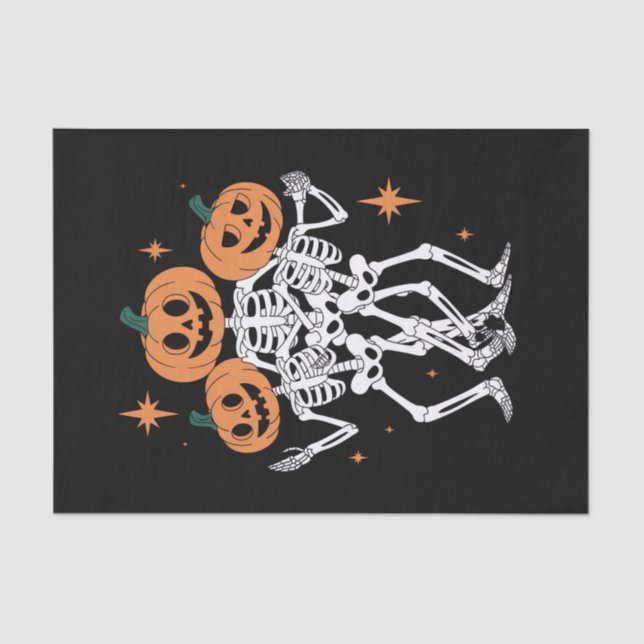 Papel De Seda Pumpkin Skeleton Halloween Pumpkin Spooky (Frente )