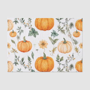 Papel De Seda Pumpkin Watercolor Autumn Patterno para Queda