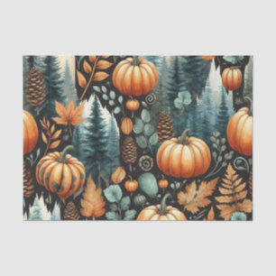 Papel De Seda Pumpkin Watercolor Autumn Patterno para Queda