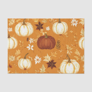 Papel De Seda Pumpkin Watercolor Autumn Patterno para Queda