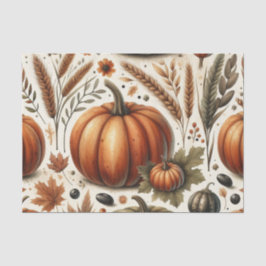 Papel De Seda Pumpkin Watercolor Autumn Patterno para Queda