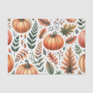 Papel De Seda Pumpkin Watercolor Autumn Patterno para Queda