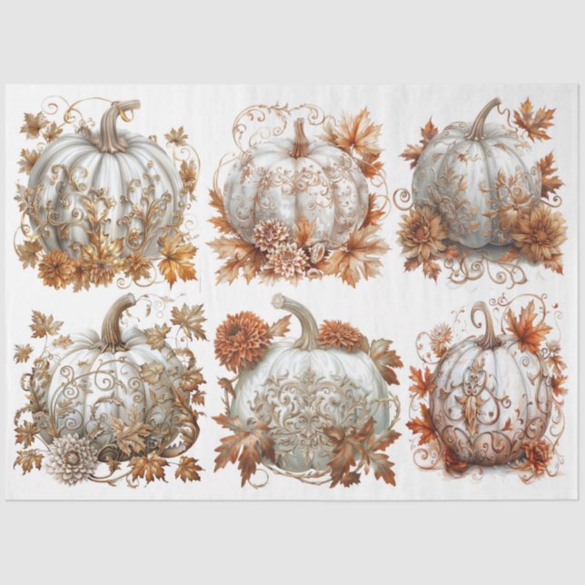 Papel De Seda Pumpkins Branco (Frente )