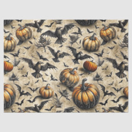 Papel De Seda Pumpkins, Crows e Bats Halloween Padrão (2)